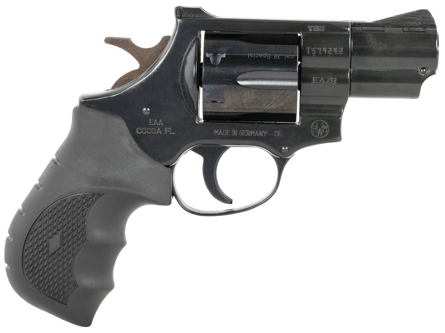 Weihrauch Guns 770125 Windicator  38 Special 6rd 2" Blued Steel Barrel & Cylinder, Compact Blued  Steel Frame w/Exposed Hammer, Ramp Front/Fixed Rear Sights, Finger Grooved Black Rubber Grip