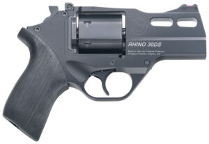 Chiappa Firearms 340289 Rhino 30DS  Small Frame 357 Mag 6 Shot, 3" Black Anodized Steel Vent Rib Barrel, Blued Steel Cylinder, Black Anodized Aluminum Frame, Black Rubber Grip, Concealed Hammer