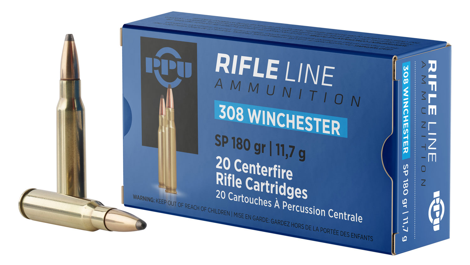 PPU PP3083 Standard Rifle 308Win 180gr Soft Point 20 Per Box/10 Case