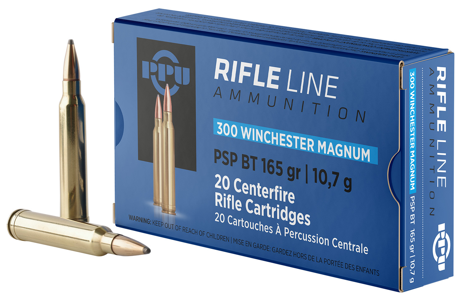 PPU PP3002 Standard Rifle 300WinMag 165gr Soft Point Boat Tail 20 Per Box/10 Case