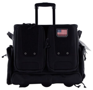 GPS Bags T2112ROBB Rolling Tactical Black 1000D Nylon Teflon Coating with Foam Cradle Holds 6 Handguns, Storage Pockets Holds 4 Additional Guns, Telescoping Handle & ATV Wheels