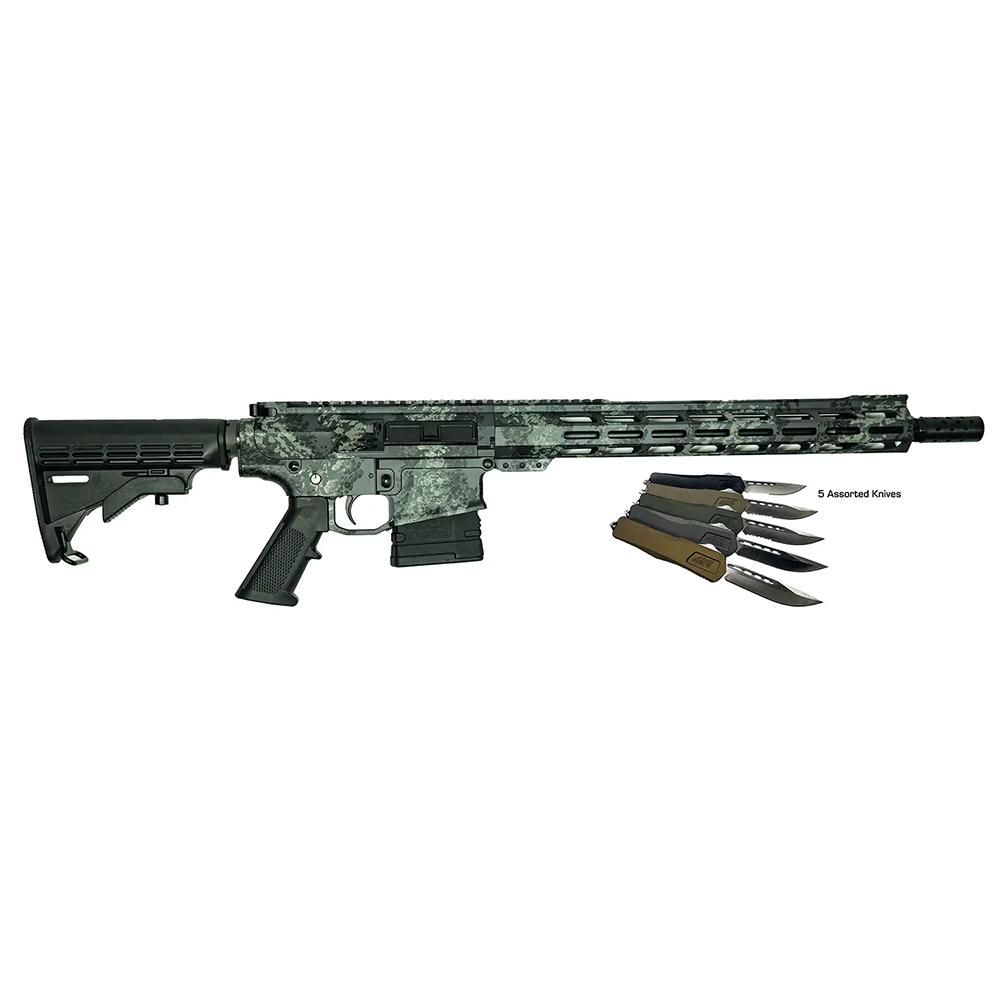 Great Lakes AR-10 Rifle .308 Win 20rd Magazine 16" Barrel Lichen Grey with 5 OTF 3-1/2" Blade Knives