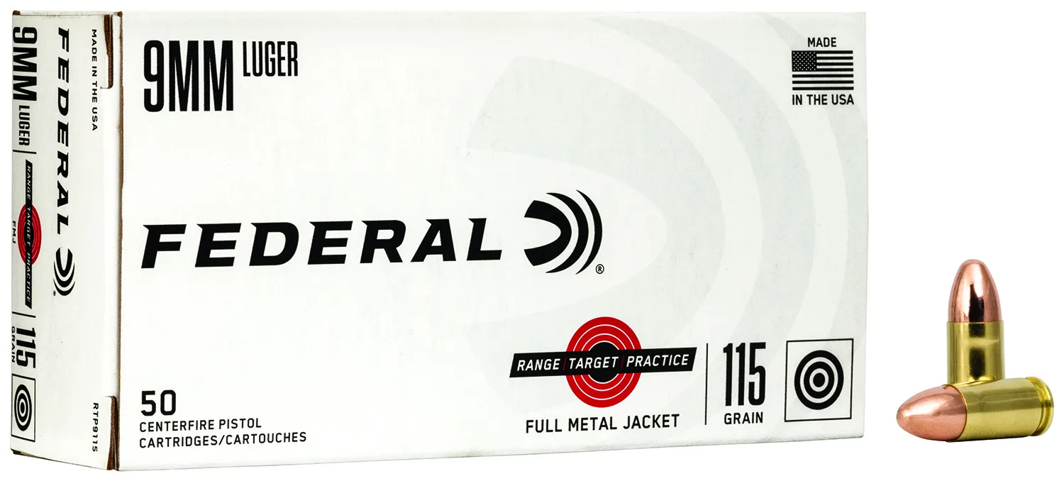 Federal RTP9115 Range & Target  9mmLuger 115gr Full Metal Jacket 50 Per Box/20 Case