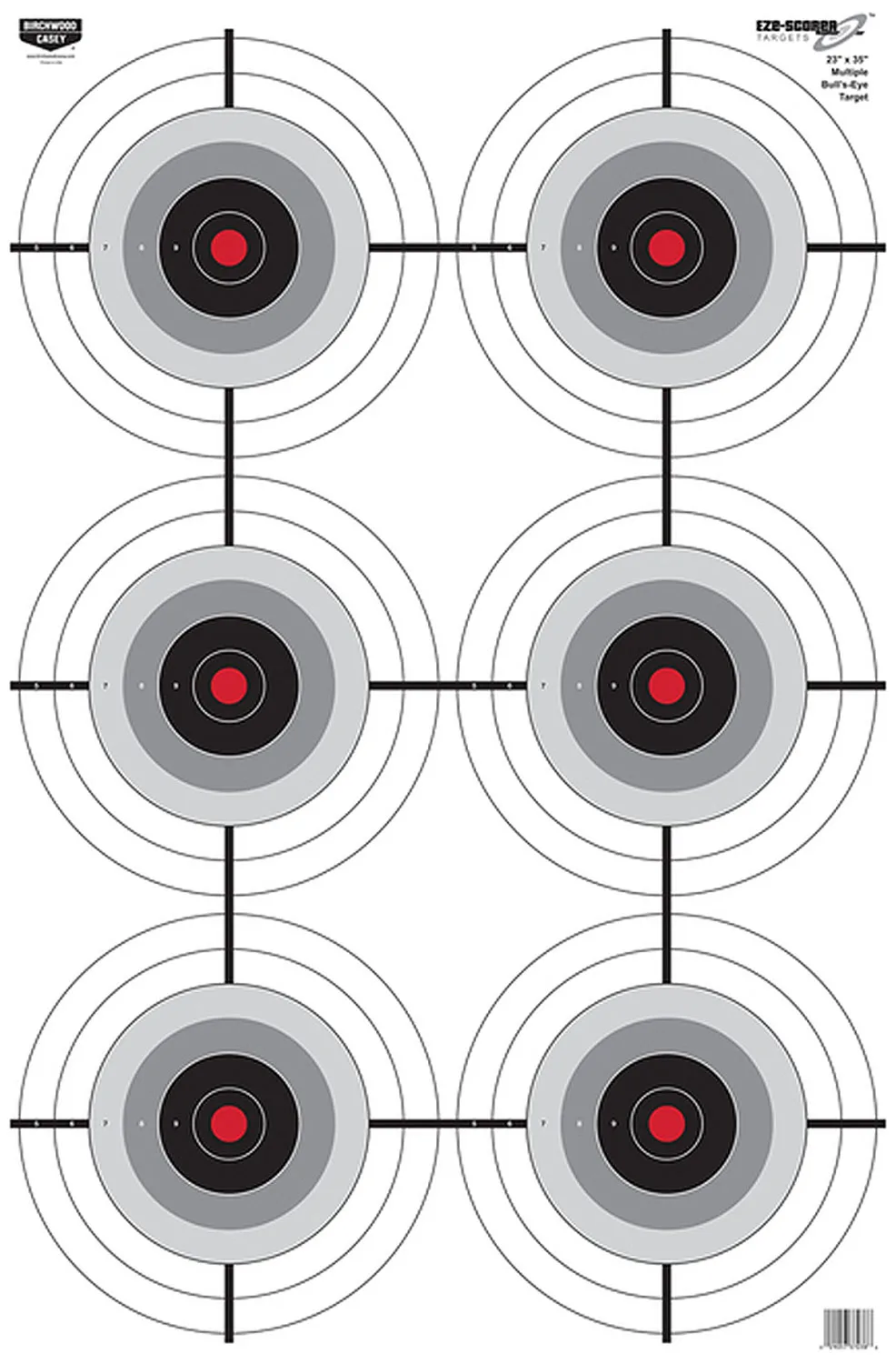 Birchwood Casey 37038 EZE-Scorer  6-Bullseye Paper Target 23" x 35" 100 Per Pack