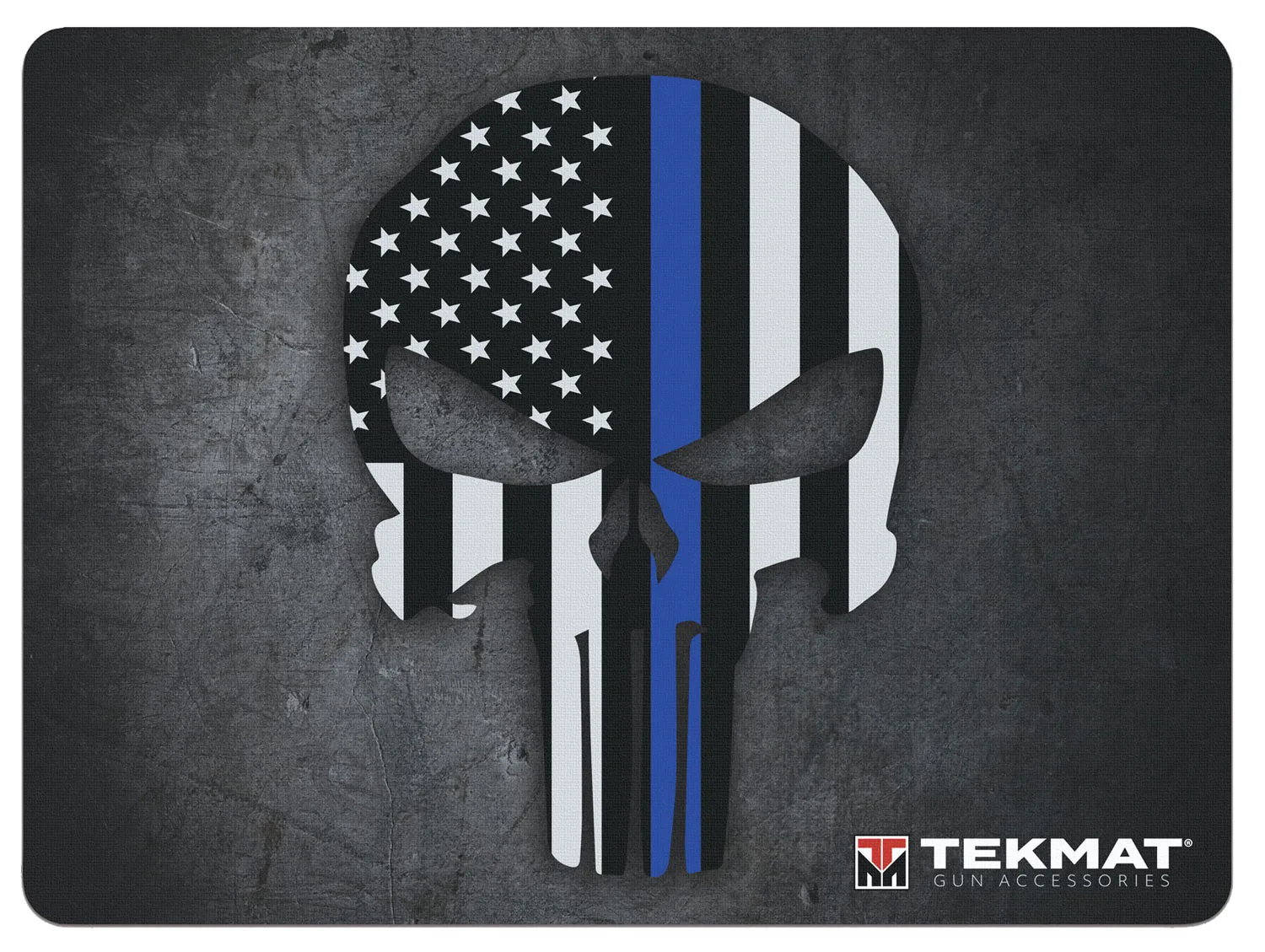 TekMat TEKR20PUNISHER  Ultra 20 Cleaning Mat Black/White/Blue Rubber 15"x20" Blue Line Punisher Skull