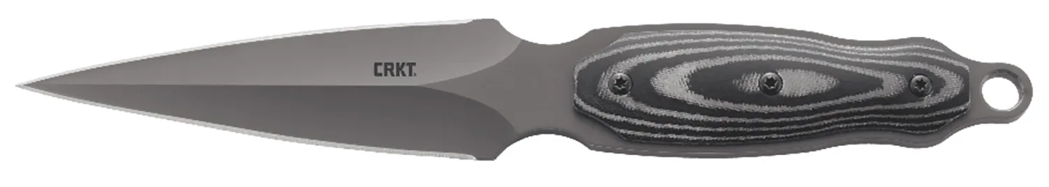 CRKT 2075 Shrill  4.77" Fixed Plain Dual-Edge Gray TiN 8Cr13MoV SS Blade/ Black/Gray SS w/Resin Fiber Overlay Handle Includes Sheath