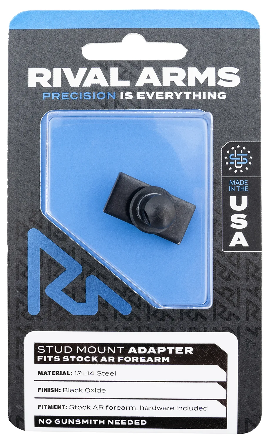 Rival Arms RA-RA92M6B Stud Mount Adapter  12L14 Steel Black Oxide for AR Stock Forearm