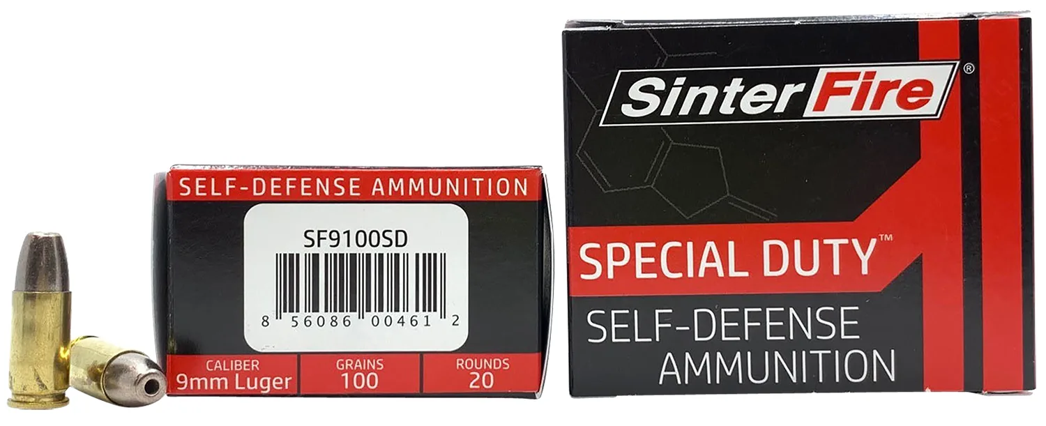 SinterFire Inc SF9100SD Special Duty (SD)  9mmLuger 100gr Lead Free Frangible Hollow Point 20 Per Box/10 Case