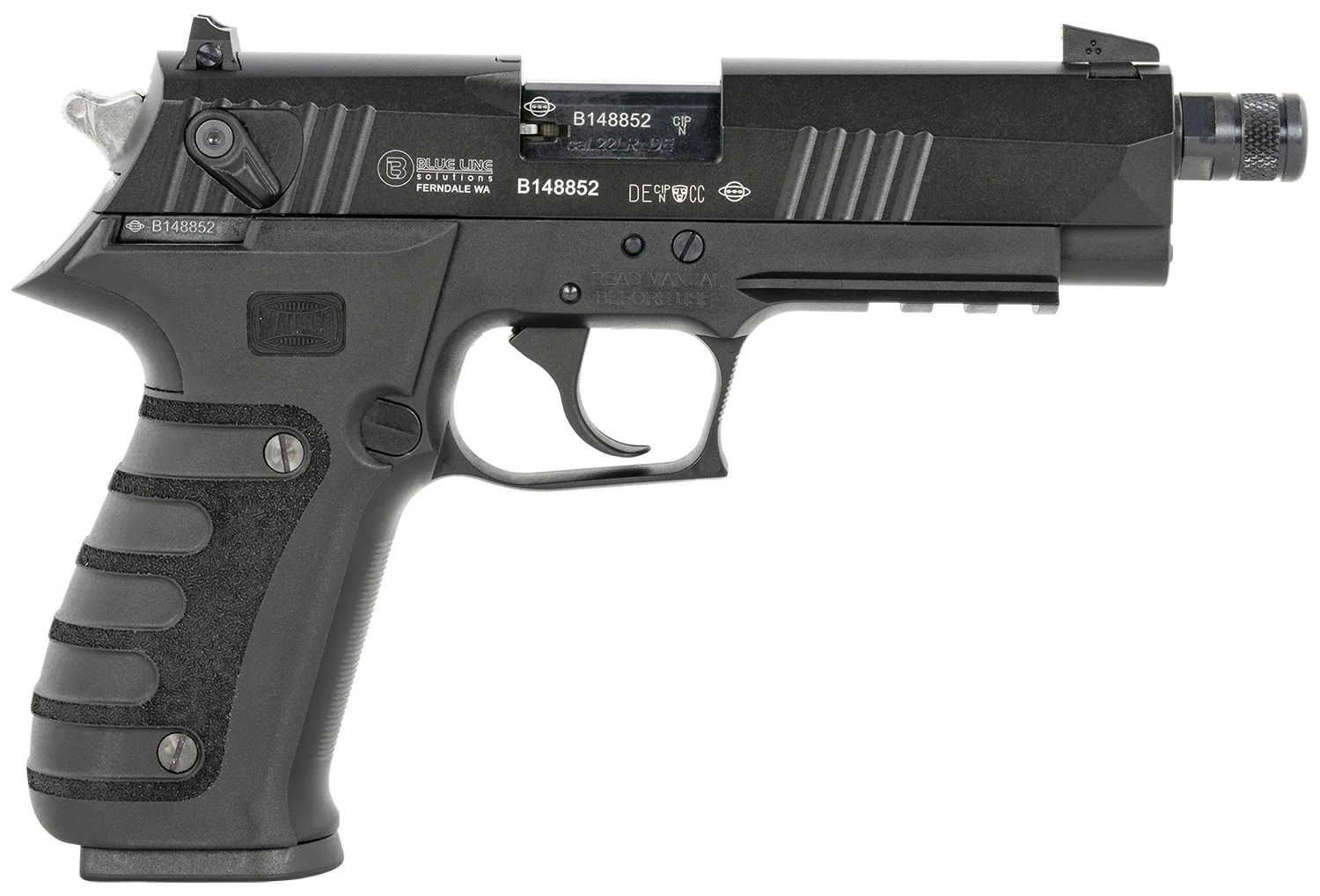 Mauser Rimfire 4010102 M20 22 LR 10+1 4.75" Black Steel Threaded Barrel, Black Serrated Slide, Black Aluminum Frame w/Picatinny Rail, Ambidextrous