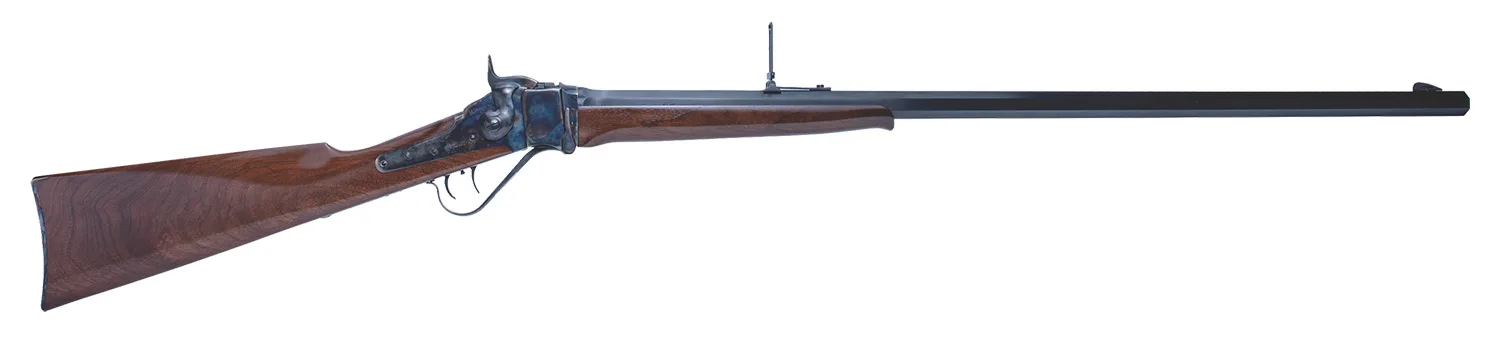 Cimarron AS150 1874 Sharps Sporting 45-70 Gov 1rd 32" Blued Barrel, Color Case Hardened Receiver, Walnut Fixed Straight Stock