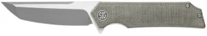 Sig Sauer Knives TS8SG Tsuru  3.30" Folding Tanto Plain Satin 154CM SS Blade, 4.20" Green Canvas Micarta Handle