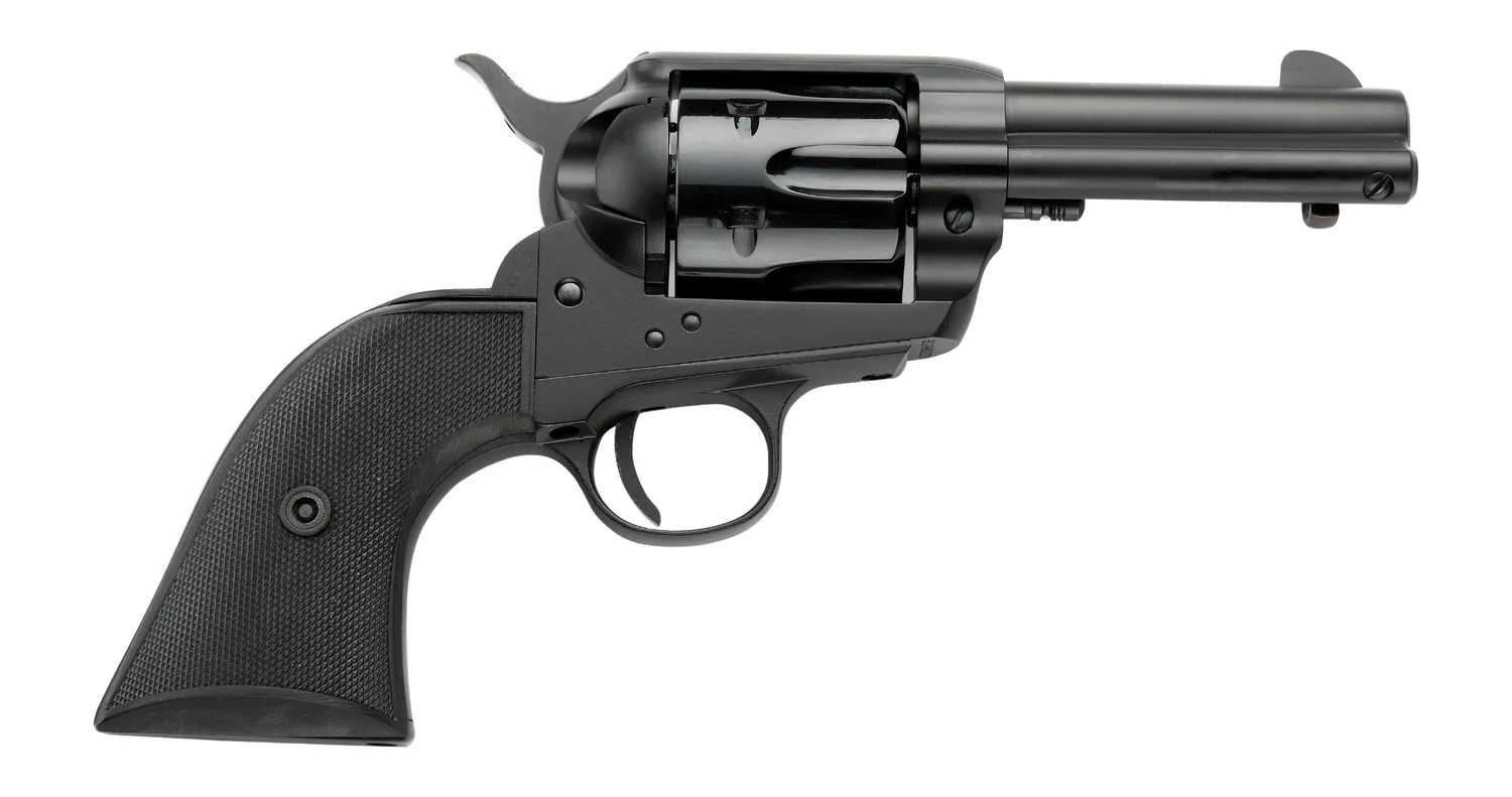 Pietta PFI9ALLOYAS312CB Alloy 9mm Luger 6 Shot 3.50" Matte Black Alloy Steel Barrel & Frame, Black Checkered Grip