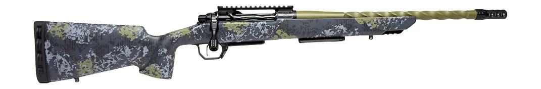 Horizon Firearms HRF-VE2-300P-22R Venatic 2 300 PRC 22" Sage Green Spiral Fluted Threaded Barrel, Black DLC Receiver w/Picatinny Rail, Arca Rail Forend, Artic Moss Iota EKO X Carbon Fiber Stock