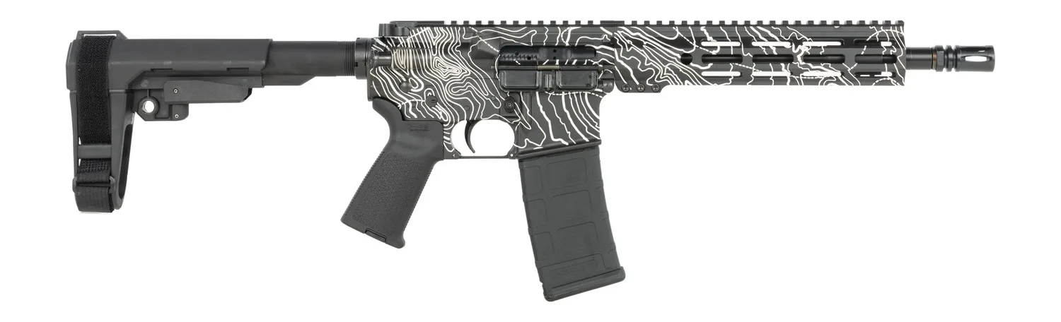 Shark Coast Tactical SCC07312TOPO-P Topography 5.56 NATO 30+1 10.50" Black Nitride Threaded Barrel, Aluminum Receiver w/Picatinny Rail, M-LOK Handguard, Black Polymer SB Tactical SBA3 Brace, Polymer