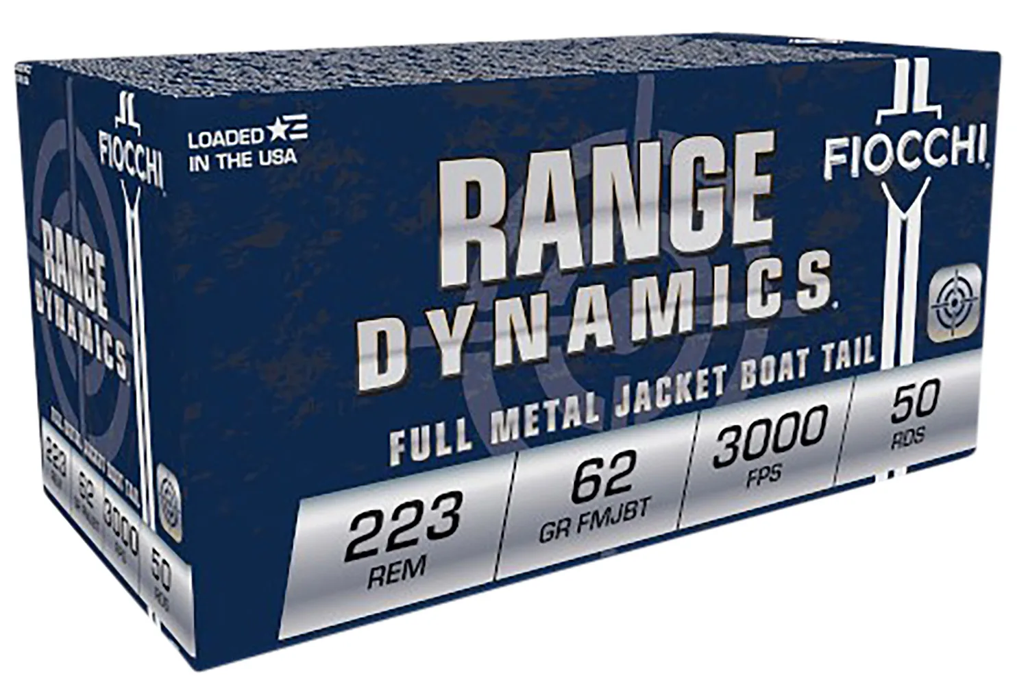 Fiocchi 223C Range Dynamics  223Rem 62gr Full Metal Jacket Boat Tail 50 Per Box/20 Case