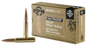 PPU PPM8 Match  8mmMauser 200gr Full Metal Jacket Boat Tail 20 Per Box/10 Case