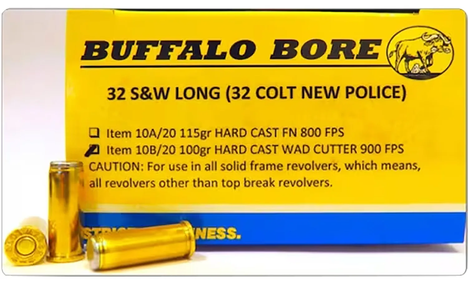 Buffalo Bore Ammunition 10B20 Personal Defense Strictly Business 32S&W Long 100gr Hard Cast Wadcutter 20 Per Box/12 Case
