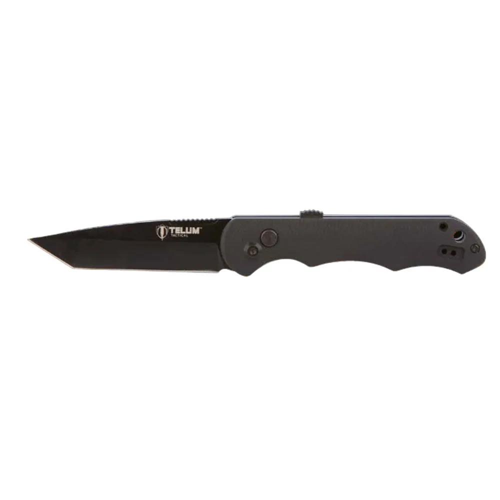 Telum Aftershock Tactical Automatic Knife 3-1/2" Tanto Blade Black