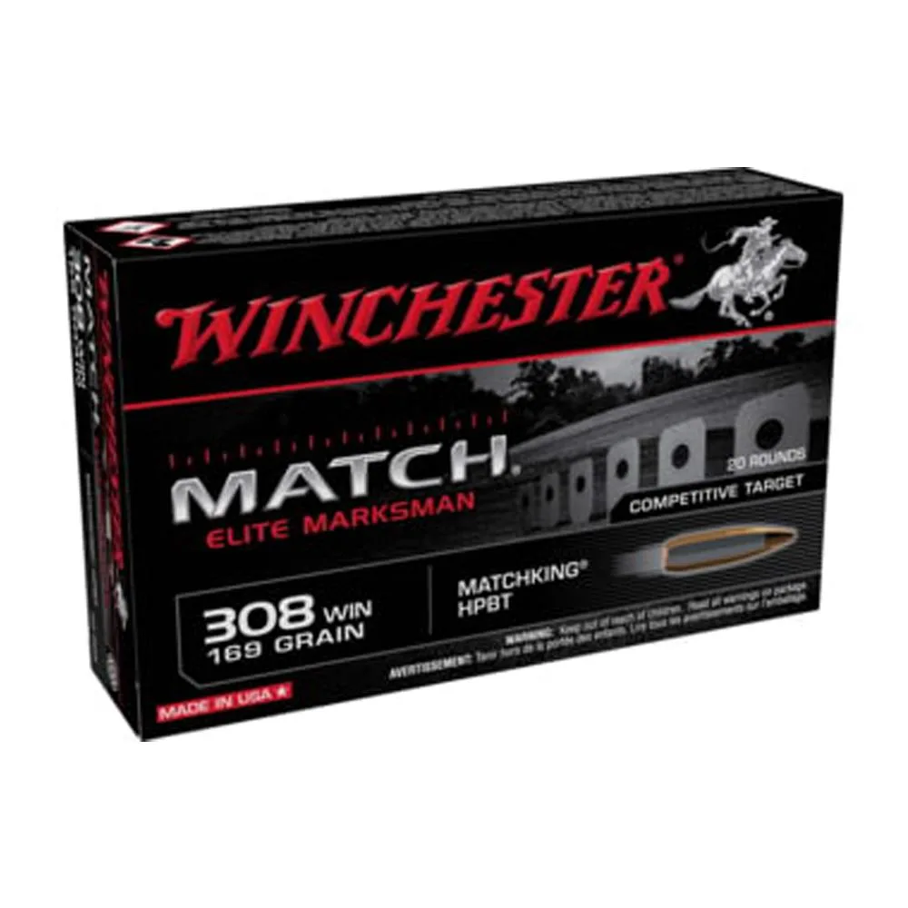 Winchester Match Elite Marksman Rifle Ammunition .308 Win 169 gr. OTM 2755 fps 20/ct
