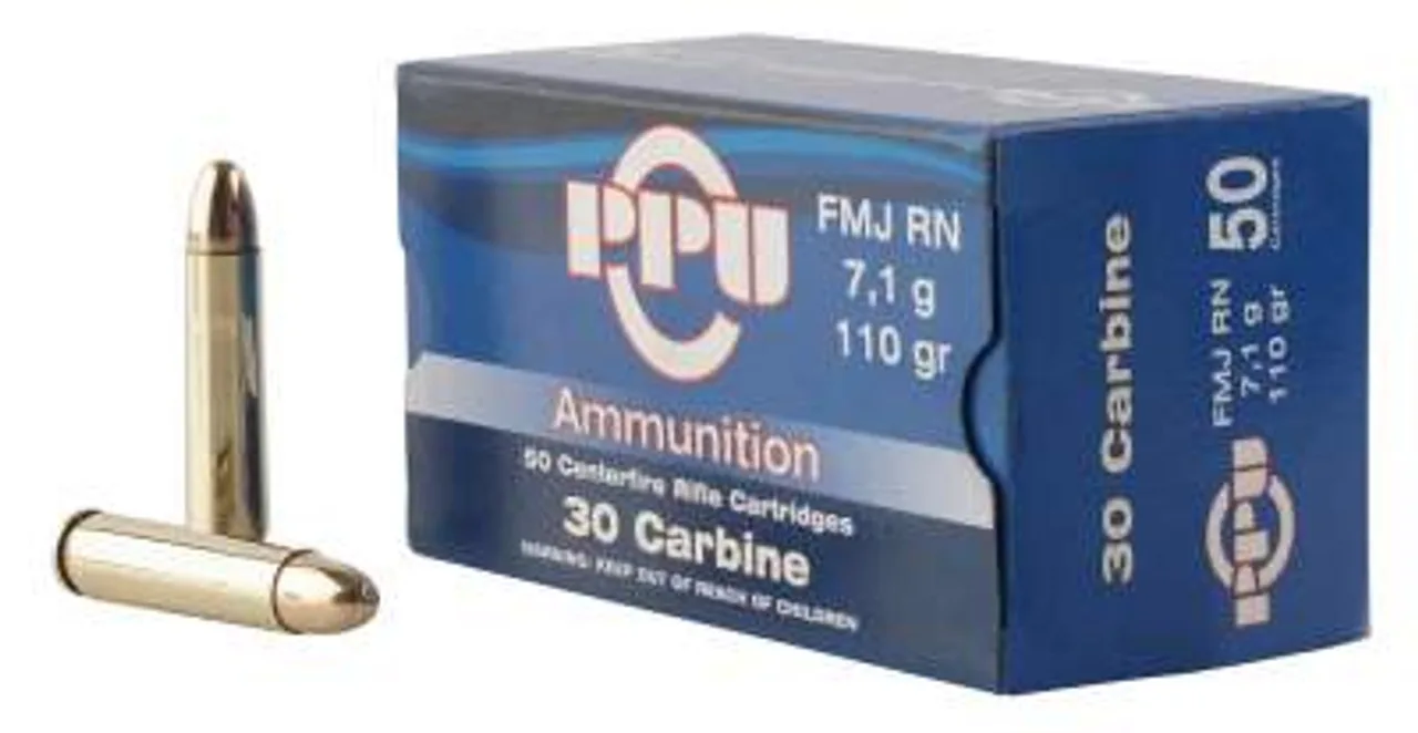 PPU 30 CARBINE FMJ 110GR 50RD BOX 10 BOXES PER CASE