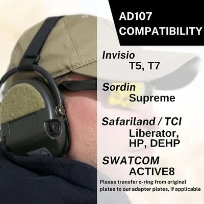 SIGHTLINES ADAPTER PLATES FOR PELTOR COMTAC & SIMILAR BLACK