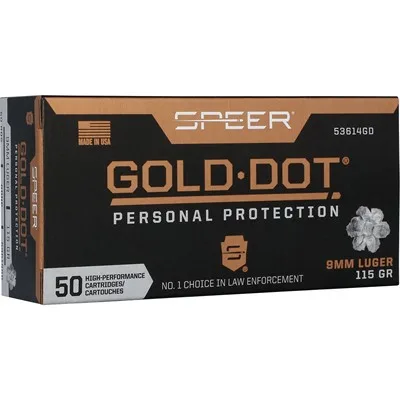 GOLD DOT HANDGUN PP 9MM LUGER 115GR HP 1210 FPS 50/BOX