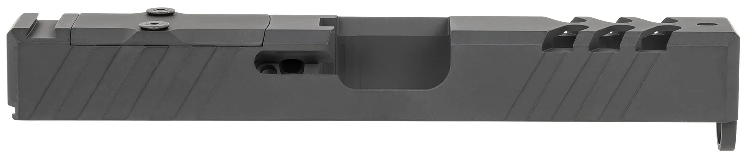 TacFire Replacement Slide 9mm Luger Graphite Black Cerakote Stainless Steel with Optics Cut & Slide Ports for Glock 19 Gen3