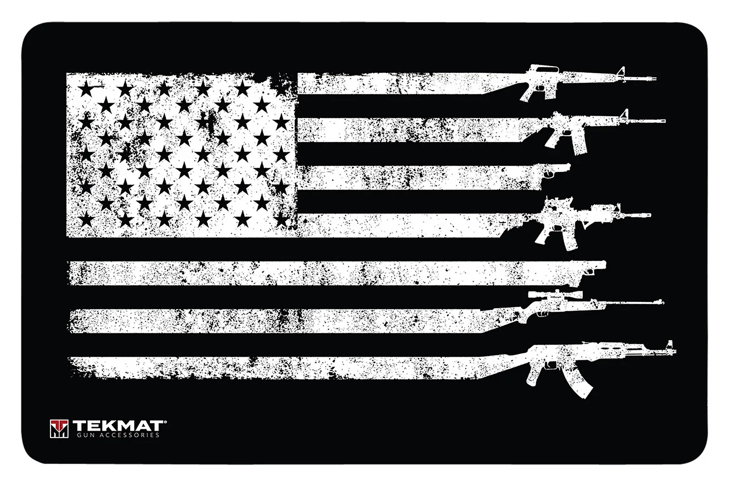 TekMat TEK42GFUSA USA Gun Flag Door Mat Black/White Rubber 25"x42"
