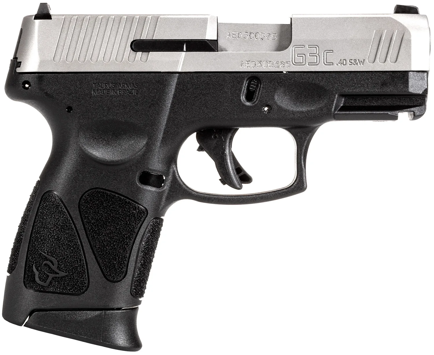 Taurus 1G3C4039 G3C  Compact Frame 40 S&W 10+1 3.26" Matte Stainless Steel Barrel, Serrated Stainless Steel Slide, Black Polymer Frame w/Picatinny Rail, Black Polymer Grip