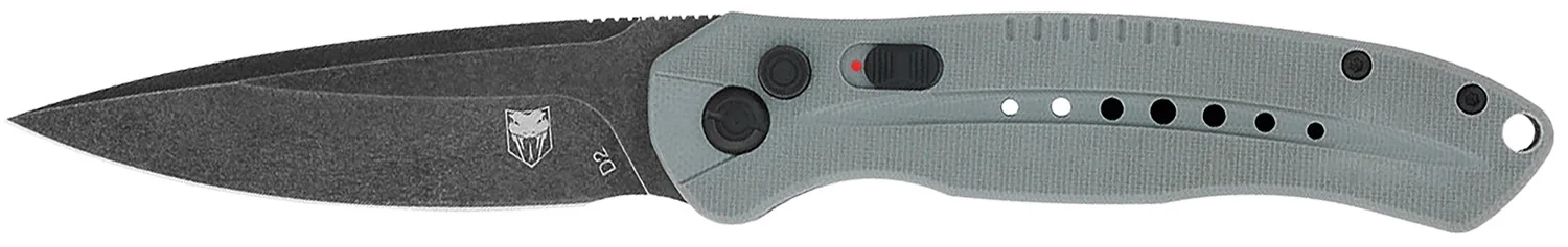 CobraTec Knives GRYDIABLOAUTO Diablo 3.50" Folding Black Stonewashed D2 Steel Blade, 4.75" Gray Textured G10 Scales Handle