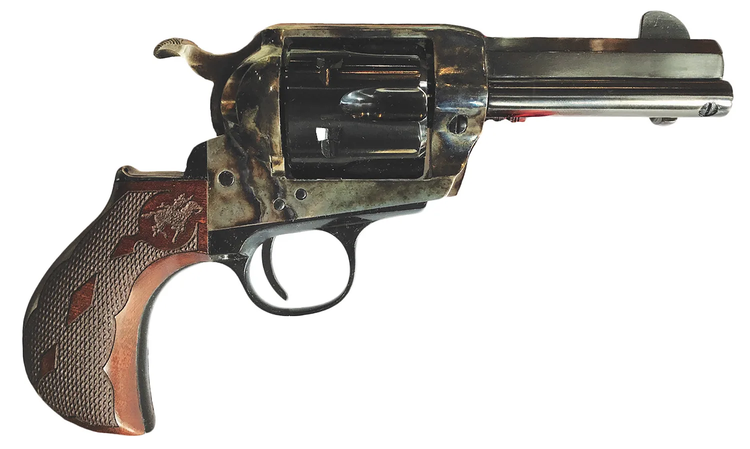 Cimarron PP346MALO2 El Malo 2 45 Long Colt 3.50" 6 Shot Color Case Hardened Octagon Barrel, Color Case Hardened Frame, Smooth Walnut Grip