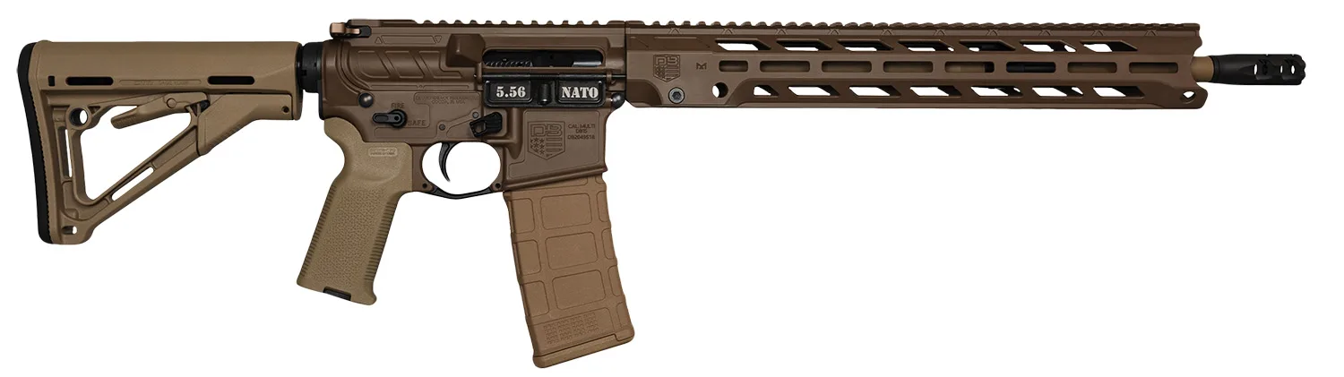 Diamondback DB1784K131 DB15 5.56 NATO 30rd 16" Black Nitride w/ FDE Cerakote Flat Dark Earth Cerakote 7075-T6 Aluminum Receiver Flat Dark Earth Magpul MOE K2 FDE Grip
