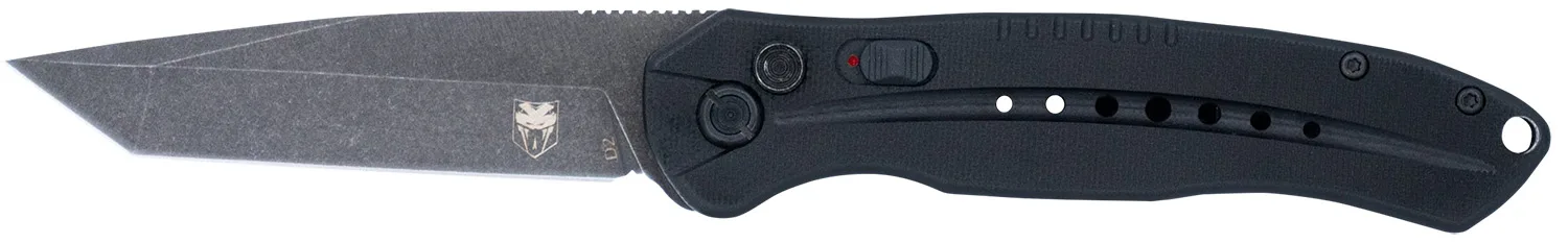 CobraTec Knives BLKDIABLOTNS Diablo  Automatic 3.50" Folding Plain Black Stonewashed D2 Steel Blade, 4.75" Black G10 Handle