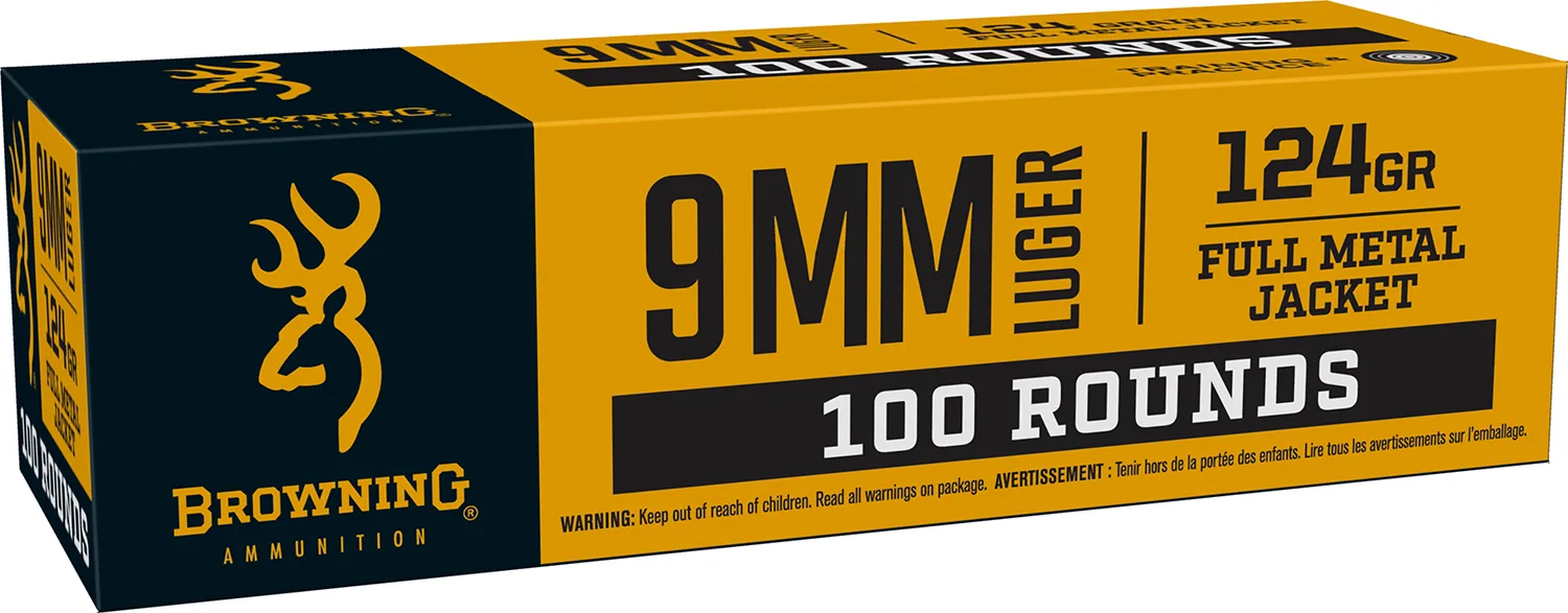 Browning Ammo B9MM124VP9mm  Luger 124gr Full Metal Jacket 100 Per Box/10 Case *Value Pack
