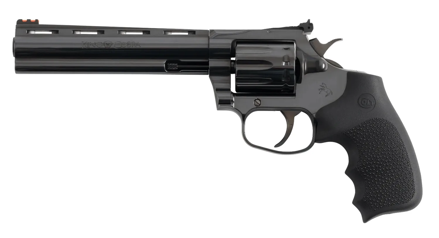 Colt Mfg KCOBRA22-BP6RFO King Cobra Target 22 LR 10rd Shot 6" Blued Vent Rib Barrel, Blued Carbon Steel Cylinder & Frame, Black Hogue Overmolded Grip, Exposed Hammer