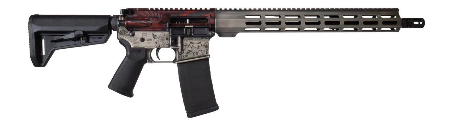 Shark Coast Tactical 300-054-1000-04 Bushido 5.56 NATO 30+1 16" Black Nitride Threaded Barrel, Engraved Aluminum Receiver w/Picatinny Rail, M-LOK Handguard, Magpul Collapsible Black Polymer Stock, Ma