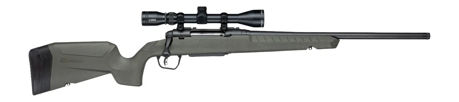 Savage Arms 33161 Axis 2 XP w/Optic 22-250 Rem 4+1 20" Matte Black Carbon Steel Threaded Barrel, Drilled & Tapped Receiver, OD Green Synthetic Fixed w/Pistol Grip Stock, 3-9x40mm Duplex Scope, Right H