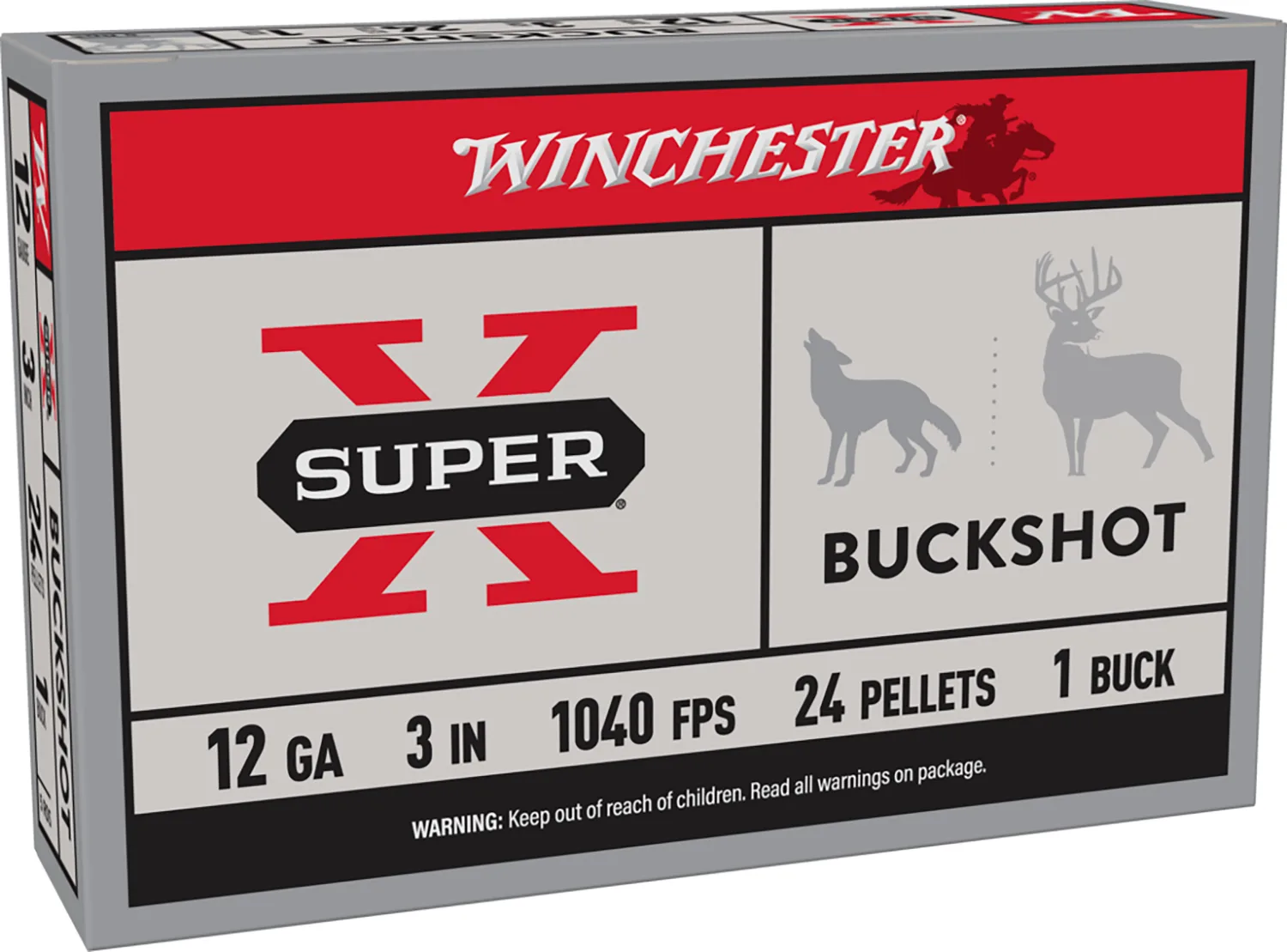 Winchester Ammo XB1231 Super X 12Gauge 3" 1Buck Shot 5 Per Box/50 Case