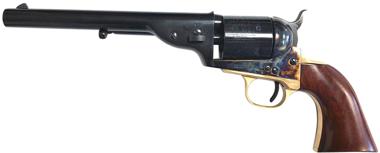 Taylors & Company 550725 1851 Open-Top 45 Colt (LC) Caliber with 7.50" Blued Finish Barrel, 6rd Capacity Blued Finish Cylinder, Color Case Hardened Finish Steel Frame & Walnut Navy Size Grip