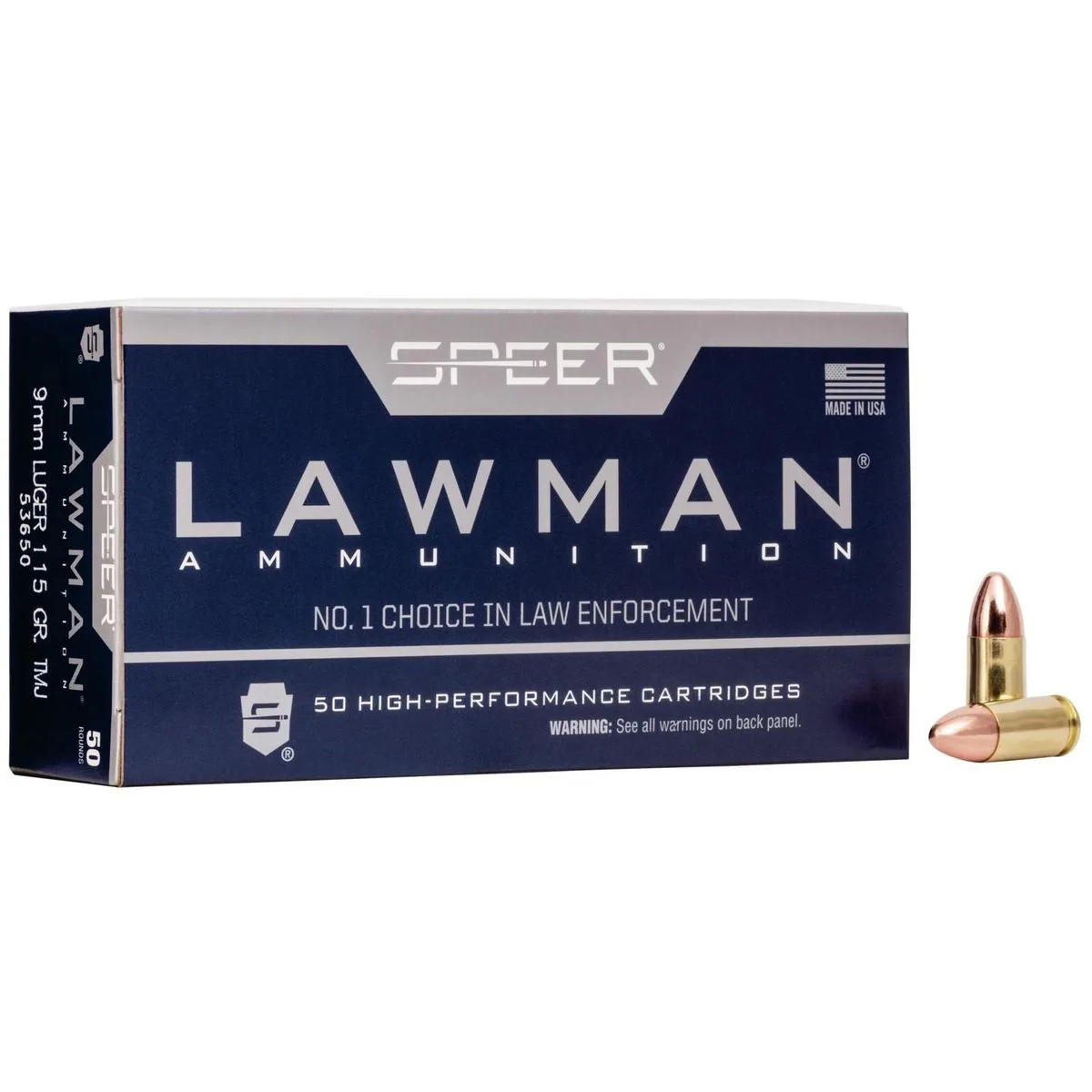 Speer Lawman Handgun Ammunition 9mm Luger 115 gr TMJ-RN  115GR TMJ  50/ct