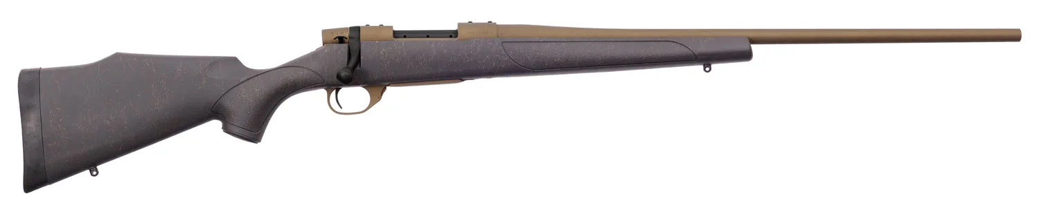 Weatherby VWB256RR4T Vanguard Weatherguard Bronze 25-06 Rem 5+1 24" Barrel/Rec. w/Burnt Bronze Cerakote Finish, Bronze Webbed Black Fixed Monte Carlo Synthetic Stock
