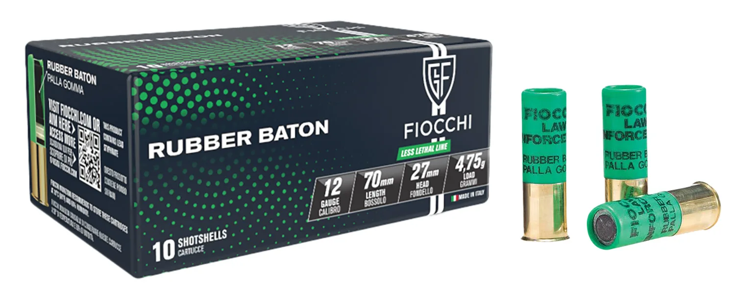 Fiocchi 12LEBA10 Rubber Baton Home Defense 12Gauge 2.75" 1oz SlugShot 10 Per Box/25 Case