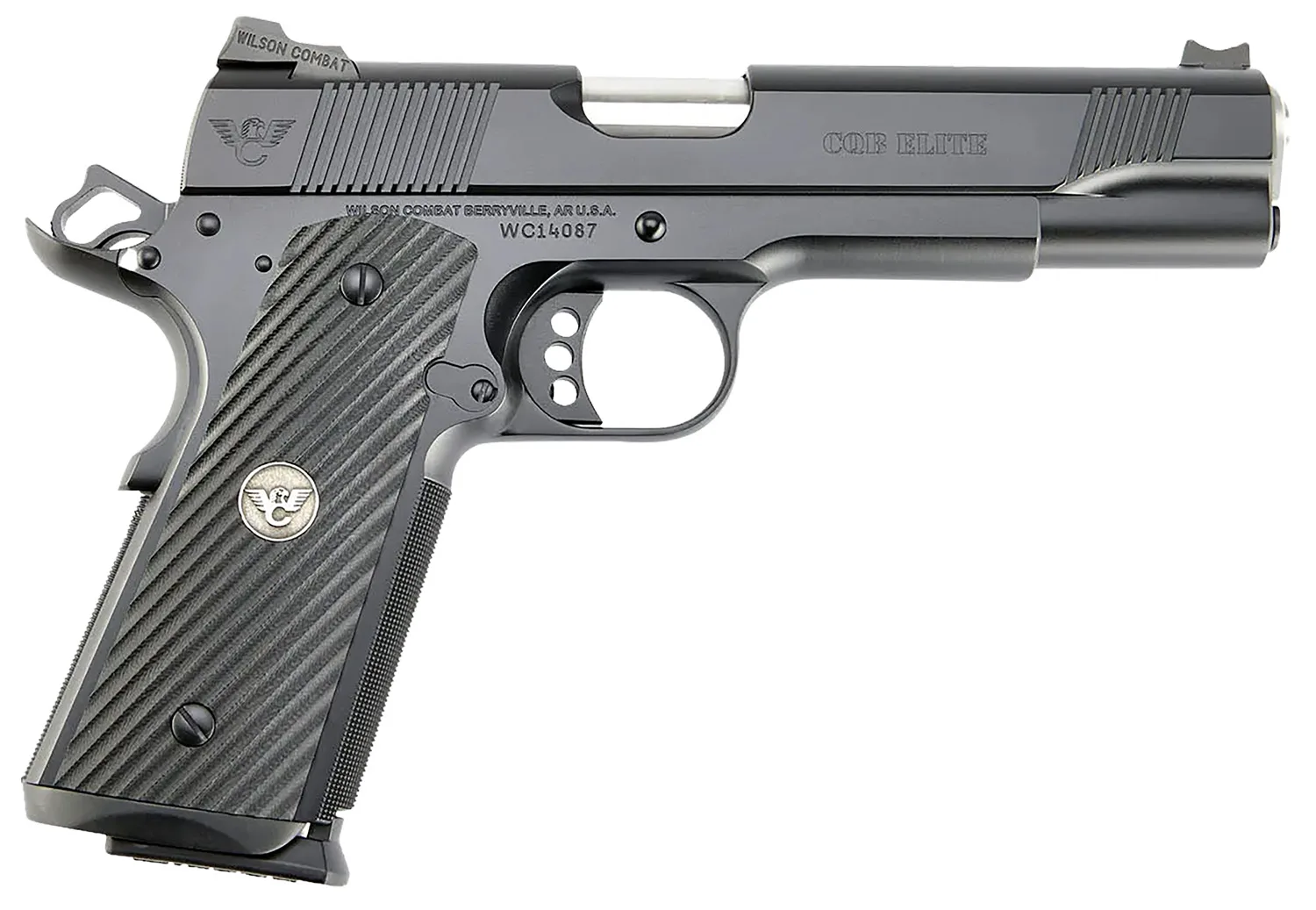 Wilson Combat CQBEFS9 CQB Elite 9mm Luger 10+1 5" Match Grade Barrel, Black Serrated Carbon Steel Slide, Black Armor-Tuff Carbon Steel Frame w/Beavertail, Black G10 Grip