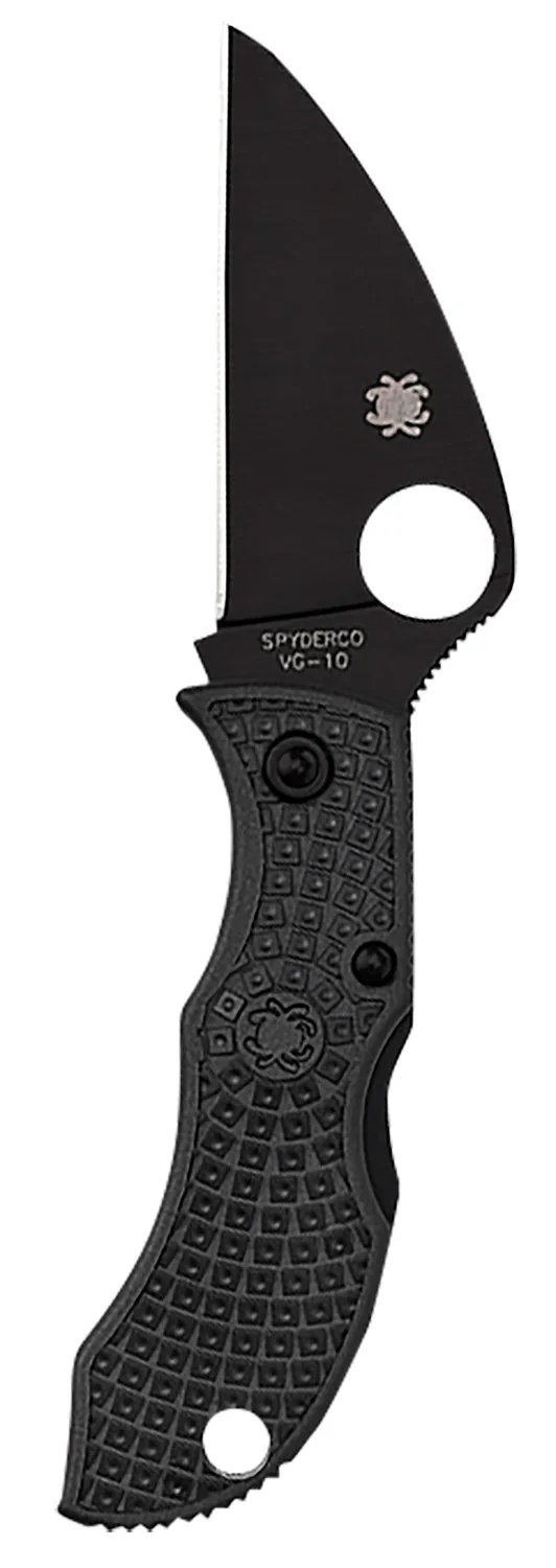 Spyderco MBKWPBK Manbug 1.91" Folding Wharncliffe Plain Non-Reflective Black TiCN VG-10 SS Blade/Black Textured FRN Handle
