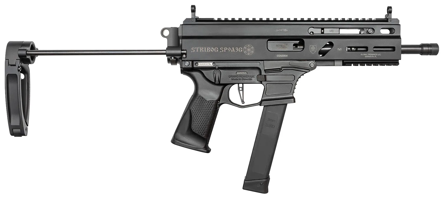 Grand Power 810091152867 Stribog SP9A3G 9mm Luger 8" Black PDW Tailhook Brace