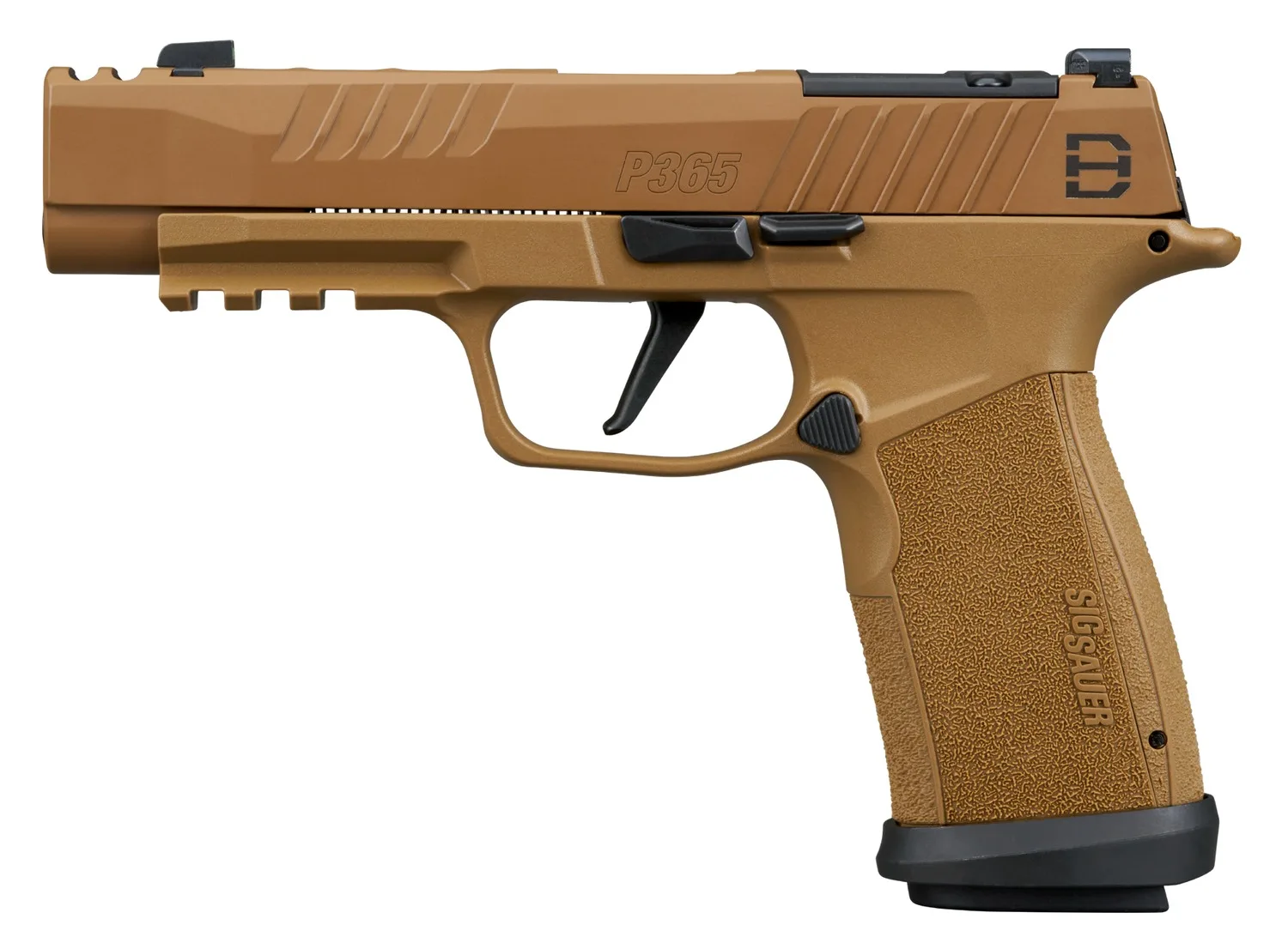 Sig Sauer 365XF9DH310 P365 DH3 Compact 9mm Luger 10+1 3.70" Black DLC Barrel, Coyote Cerakote Stainless Steel Lightening Cut/Optic Ready/Serrated Slide & Frame w/Picatinny Rail, Interchangeable Backst