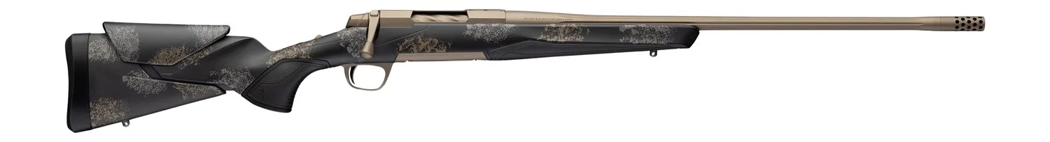Browning 036142294 X-Bolt 2 Speed HD Full Size 6.5 PRC 3+1 24" Smoked Bronze Cerakote Fluted Threaded Barrel, Smoked Bronze Cerakote Steel Drilled & Tapped Receiver, Bronze/Gray Camo w/Black Overmold