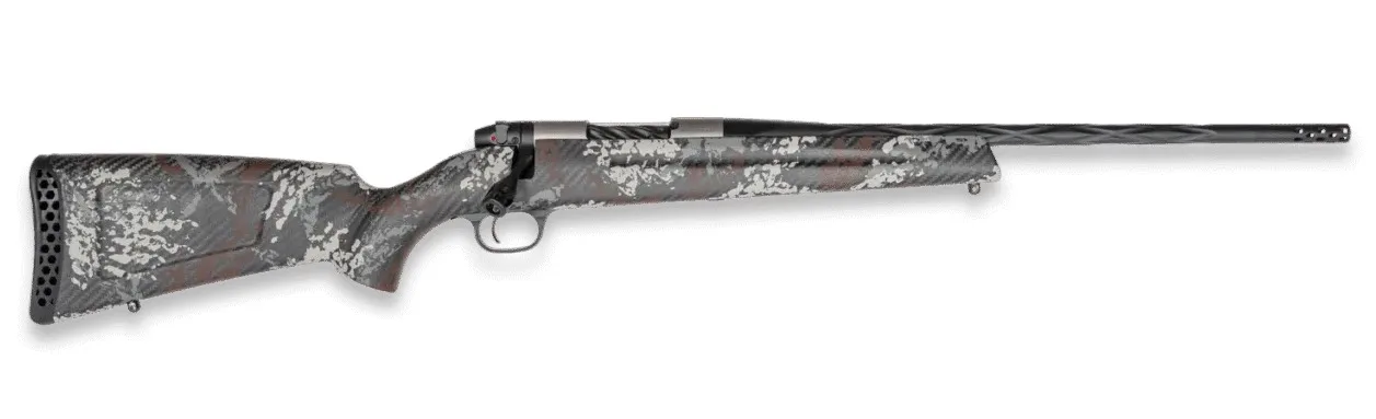Weatherby MBP01N65CMR19B Mark V Capra 6.5 Creedmoor 2+1 17" Graphite Black Cerakote Fluted Threaded Barrel, Titanium Drilled & Tapped Receiver, Exposed Carbon w/Gray, White & Rust Sponge Accents Fixed