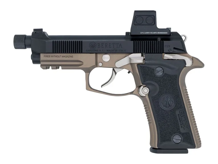 Langdon Tactical Tech 80X32BCBREZF Beretta Cheetah 80X Micro-Compact 32 ACP 13+1 4.40" Black Threaded Barrel, Black Nitride Carbon Steel Optic Ready/Serrated Slide, Black Cerakote Aluminum Frame w/Pic