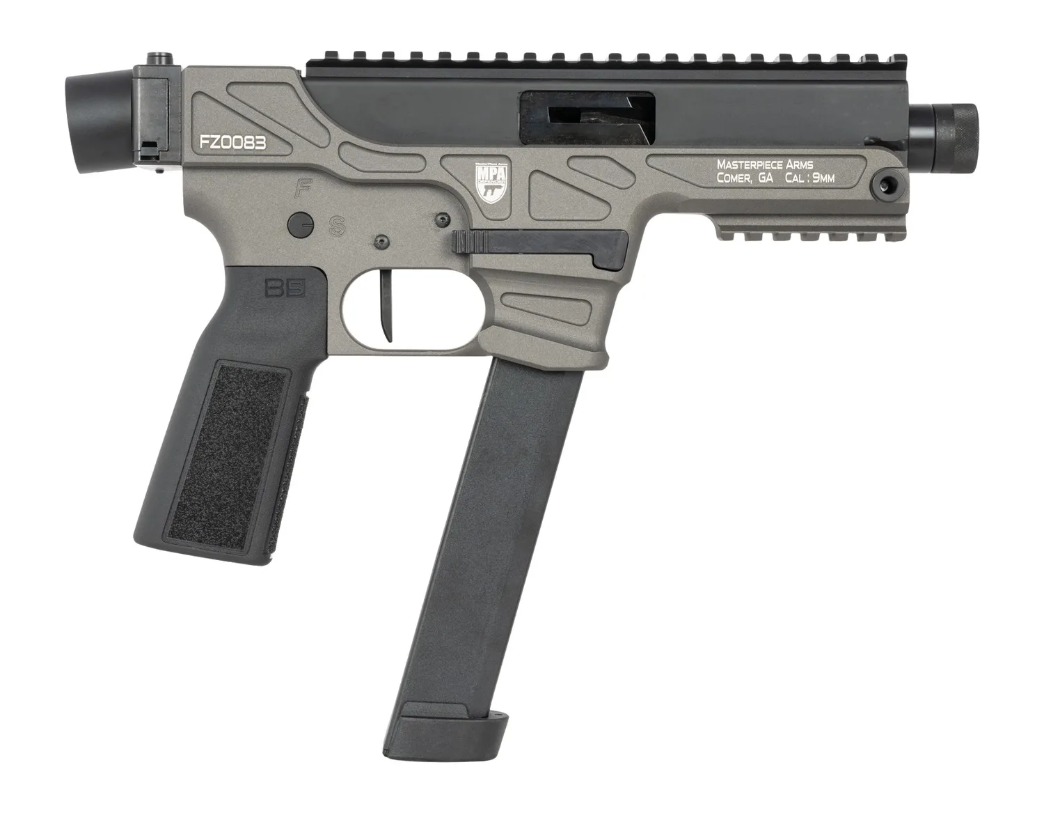 MasterPiece Arms 30K 30K 9mm Luger 30+1 4.50" Black Threaded Barrel, Aluminum Receiver w/Picatinny Rail, Black B5-P22 Grip